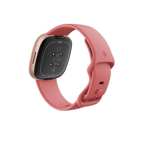 Fitbit versa 4 smart watch, pink body with pink silicone strap