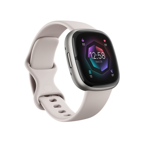 Smart watch Fitbit Sense 2, platinum body with a moon-white silicone strap Smart watch Fitbit Sense 2, platinum body with a moon-white silicone strap