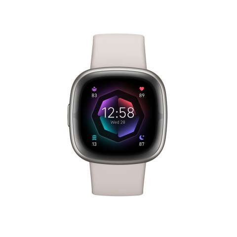 Smart watch Fitbit Sense 2, platinum body with a moon-white silicone strap Smart watch Fitbit Sense 2, platinum body with a moon-white silicone strap