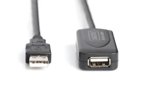 Kabel przedłużający USB 2.0 HighSpeed 25mTyp USB A/USB A M/Ż aktywny, czarny 25m