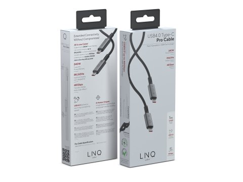 LINQ KABEL USB-C 4.0 THUNDERBOLT 4, PD 3.1 EPR 240W, 8K/60HZ, 40GB/S, 1 METR, W OPLOCIE