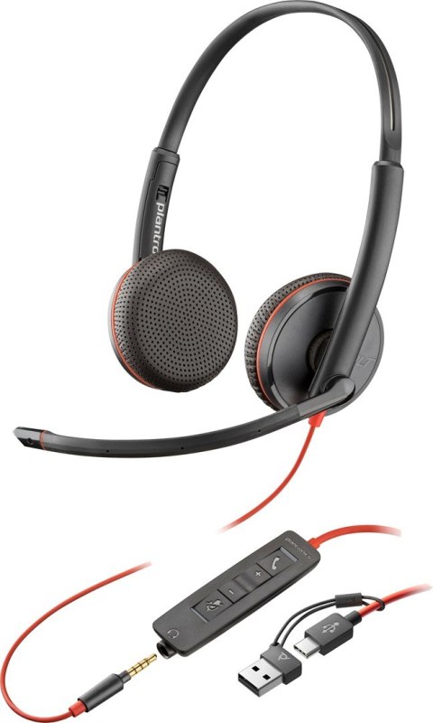 Poly Blackwire 3225 Stereo USB-C Headset +3.5mm Plug +USB-C/A Adapter (Bulk) Poly Blackwire 3225 Stereo USB-C Headset +3.5mm Plug +USB-C/A Adapter (Bulk)