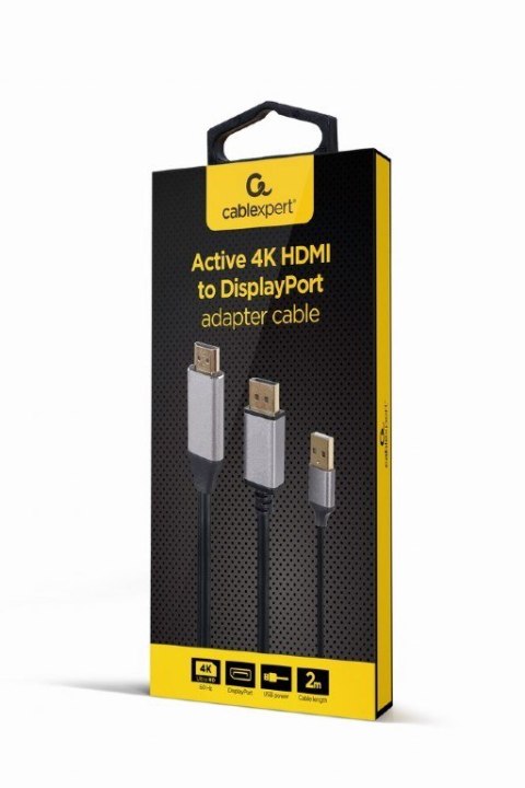 Adapter HDMI męski do DisplayPort męski + USB-A męski 4K Gembird A-HDMIM-DPM-01 czarny