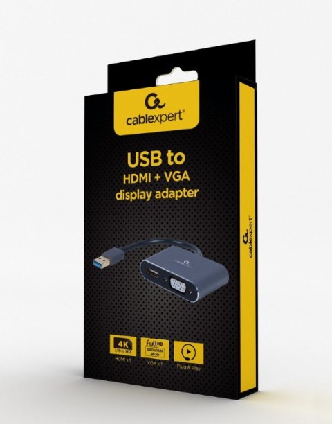 I/O ADAPTER USB3 TO HDMI/VGA/GREY A-USB3-HDMIVGA-01 GEMBIRD