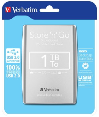 Dysk zewnętrzny Verbatim 1TB Store 'n' Go 2.5" srebrny USB 3.0