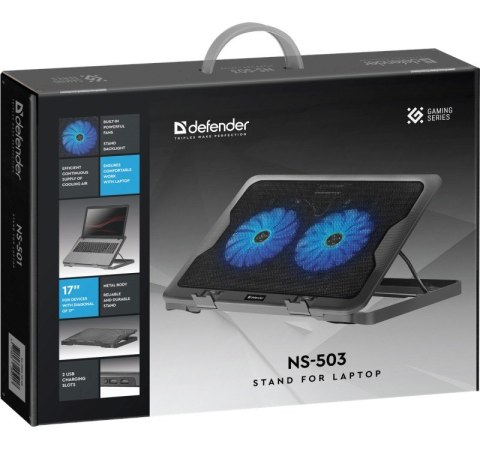 Podstawka chłodząca Defender NS-503 laptop notebook 15,6-17" 2xUSB 2 fans podświetlenie + GRA Podstawka chłodząca Defender NS-503 laptop notebook 15,6-17" 2xUSB 2 fans podświetlenie + GRA