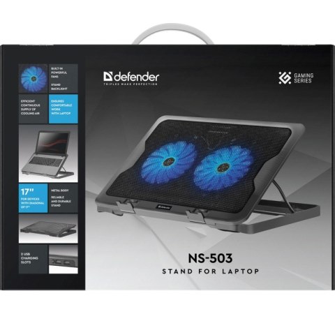 Podstawka chłodząca Defender NS-503 laptop notebook 15,6-17" 2xUSB 2 fans podświetlenie + GRA Podstawka chłodząca Defender NS-503 laptop notebook 15,6-17" 2xUSB 2 fans podświetlenie + GRA