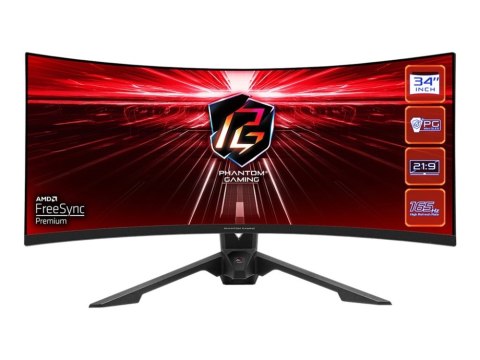 Monitor ASRock 34" Curved Phantom Gaming Monitor PG34WQ15R3A 2xHDMI DP USB-C WiFi głośniki 2x2W