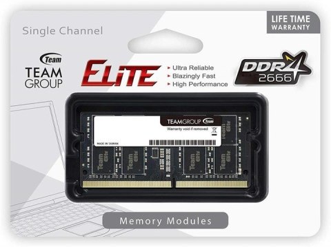 Team Group Elite TED48G2666C19-S01 moduł pamięci 8 GB 1 x 8 GB DDR4 2666 Mhz Team Group Elite TED48G2666C19-S01 moduł pamięci 8 GB 1 x 8 GB DDR4 2666 Mhz