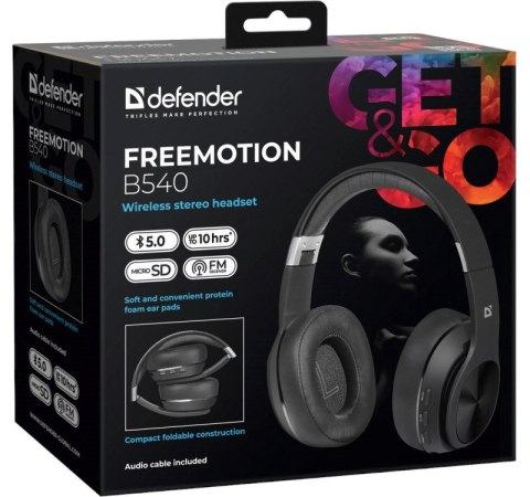 Słuchawki z mikrofonem Defender FREEMOTION B540 bezprzewodowe Bluetooth + MP3 Player