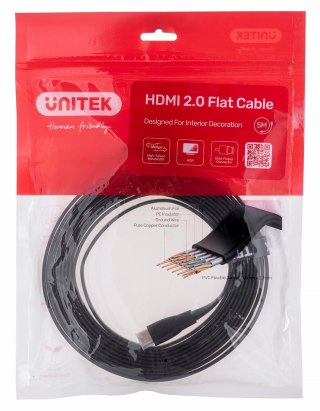 UNITEK KABEL HDMI 2.0 4K60HZ,PŁASKI,5M,C11063BK-5M