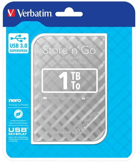 Dysk zewnętrzny Verbatim 1TB Store 'n' Go 2.5" srebrny USB