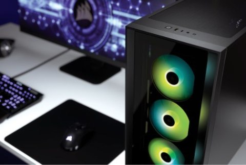 Korsarz | Obudowa Mid-Tower ATX ze szkła hartowanego | iCUE 4000X RGB | Szyba boczna | Wieża środkowa | Czarny | Zasilacz w zest