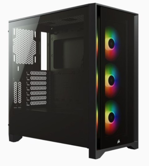 Korsarz | Obudowa Mid-Tower ATX ze szkła hartowanego | iCUE 4000X RGB | Szyba boczna | Wieża środkowa | Czarny | Zasilacz w zest