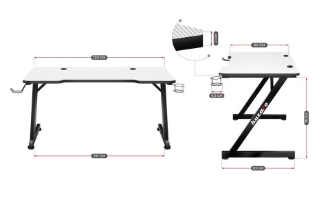 Biurko gamingowe komputerowe Huzaro Hero 2.5 White