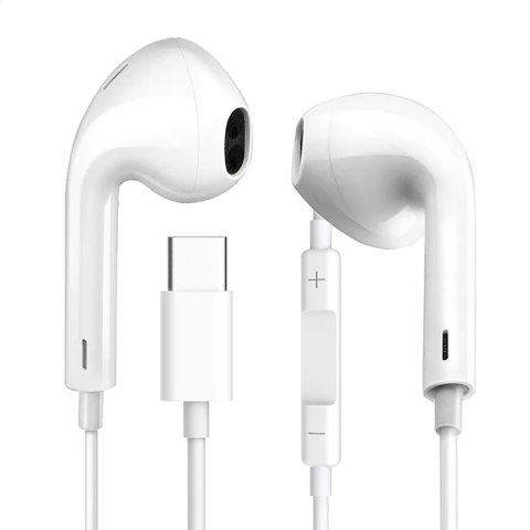 FIESTA EARPHONES WITH MIC USB-C SŁUCHAWKI PRZEWODOWE DOUSZNE Z MIKROFONEM WHITE [45647]