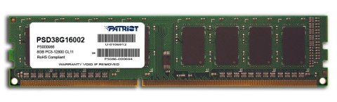 Patriot Memory DDR3 8GB PC3-12800 (1600MHz) DIMM moduł pamięci 1 x 8 GB Patriot Memory DDR3 8GB PC3-12800 (1600MHz) DIMM moduł pamięci 1 x 8 GB