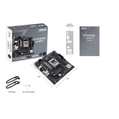 ASUS PRIME A620M-K AMD A620 Gniazdo AM5 micro ATX ASUS PRIME A620M-K AMD A620 Gniazdo AM5 micro ATX