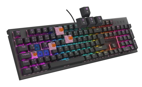 KLAWIATURA DLA GRACZY GENESIS THOR 303 DE PODŚWIETLENIE RGB MECHANICZNA SILENT SWITCH CZARNA HOT SWA