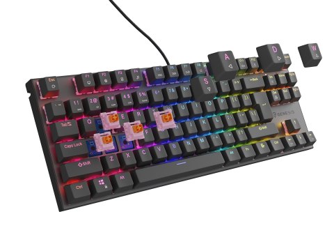 KLAWIATURA DLA GRACZY GENESIS THOR 303 TKL ES PODŚWIETLENIE RGB MECHANICZNA SILENT SWITCH CZARNA HOT