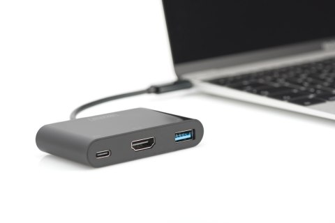 Multi Adapter HDMI, USB C, USB A na USB 3.1 Typ C4K 30Hz UHD, z audio, czarny