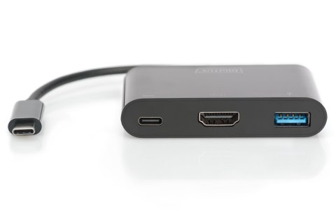 Multi Adapter HDMI, USB C, USB A na USB 3.1 Typ C4K 30Hz UHD, z audio, czarny