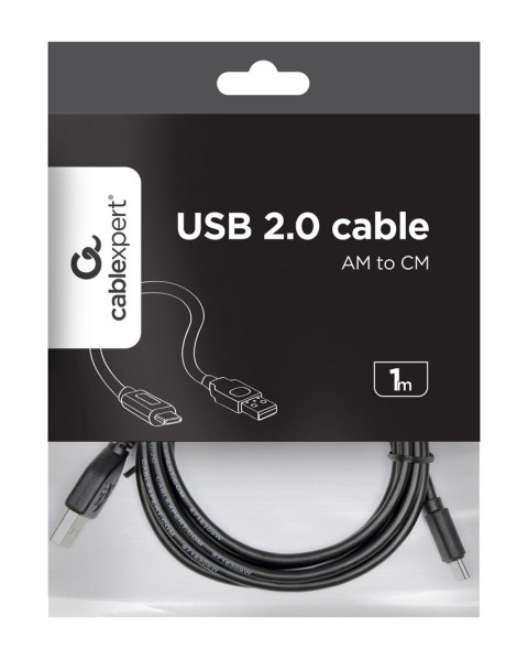 Kabel GEMBIRD CCP-USB2-AMCM-1M (USB 2.0 M - USB typu C M; 1m; kolor czarny)