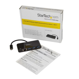 StarTech.com HB30C3AGEPD stacja dokująca Przewodowa USB 3.2 Gen 1 (3.1 Gen 1) Type-C Czarny