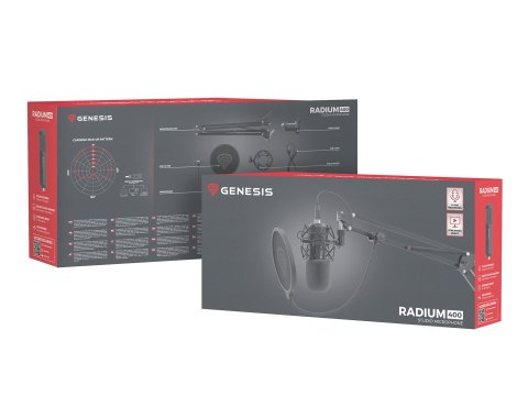 Mikrofon Genesis Radium 400 Studyjny USB Ramię Popfiltr Mikrofon Genesis Radium 400 Studyjny USB Ramię Popfiltr