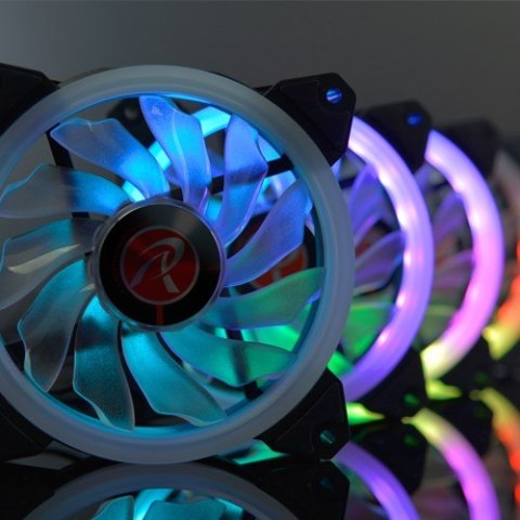 Wentylator Raijintek Iris 12 Rainbow A-RGB LED, zestaw 3 sztuk z kontrolerem - 120mm