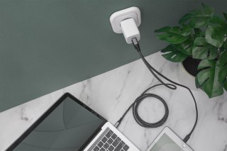 Ładowarka sieciowa zasilacz GaN 2x USB-C PD 3.0 max. 65W biała