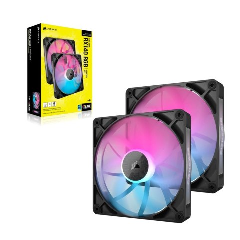 Corsair iCUE LINK RX140 RGB Series, PWM Fan 2 Pack - 140mm, czarny