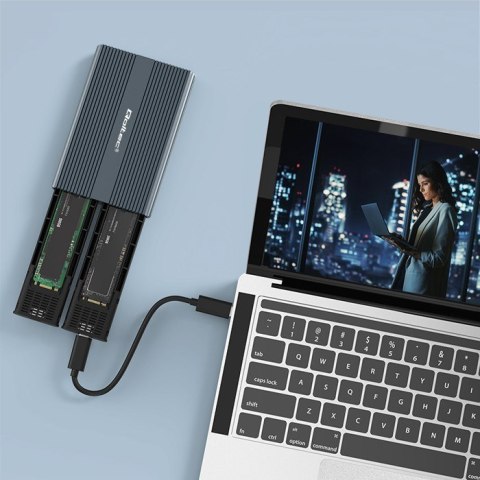 Qoltec Obudowa | kieszeń na dysk M.2 SSD | SATA | NVMe | USB-C | DUAL 2 x 2TB Qoltec Obudowa | kieszeń na dysk M.2 SSD | SATA | NVMe | USB-C | DUAL 2 x 2TB