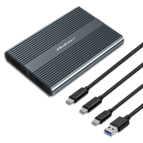 Qoltec Obudowa | kieszeń na dysk M.2 SSD | SATA | NVMe | USB-C | DUAL 2 x 2TB Qoltec Obudowa | kieszeń na dysk M.2 SSD | SATA | NVMe | USB-C | DUAL 2 x 2TB