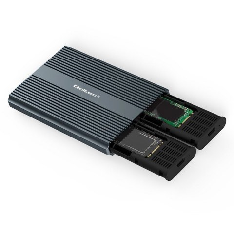 Qoltec Obudowa | kieszeń na dysk M.2 SSD | SATA | NVMe | USB-C | DUAL 2 x 2TB Qoltec Obudowa | kieszeń na dysk M.2 SSD | SATA | NVMe | USB-C | DUAL 2 x 2TB