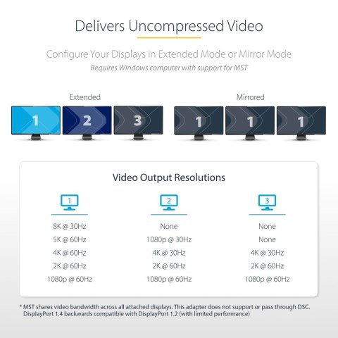 StarTech.com MST14DP123DP rozgałęziacz telewizyjny DisplayPort 3x DisplayPort
