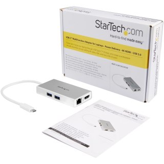 StarTech.com DKT30CHPDW stacja dokująca Przewodowa USB 3.2 Gen 1 (3.1 Gen 1) Type-C Srebrny, Biały