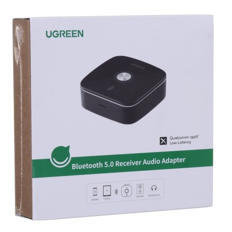 UGREEN ADAPTER ODBIORNIK BLUETOOTH 5.0 2XRCA JACK 3,5MM, APTX CZARNY