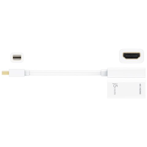 Adapter j5create mini DisplayPort to 4K HDMI Adapter (miniDP m - 4K HDMI f 125mm; kolor biały) JDA159-N