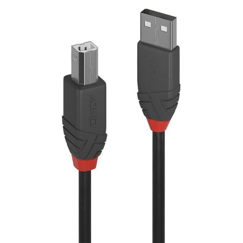 Kabel USB 2.0 10m USB A - USB B LINDY 36677 Anthra Line (Czarny, Szary, Czerwony)