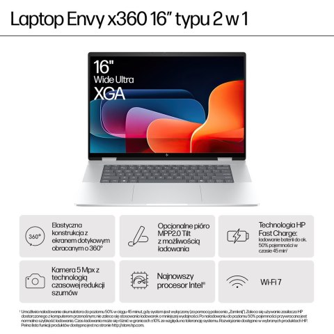 HP ENVY x360 16-ac0003nw Ultra 7 155U 16,0"WUXGA Touch AG IPS 300nits 16GB DDR5 SSD1TB Intel Arc 5MP Win11 2Y Glacier Silver HP ENVY x360 16-ac0003nw Ultra 7 155U 16,0"WUXGA Touch AG IPS 300nits 16GB DDR5 SSD1TB Intel Arc 5MP Win11 2Y Glacier Silver