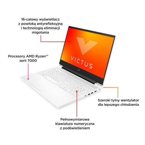 HP VICTUS 16-s0006nw Ryzen 7 7840HS 16,1"QHD AG IPS 300nits 240Hz 32GB DDR5 SSD1TB RTX 4070 8GB Cam1080p No ODD Win11 2Y Mica Si