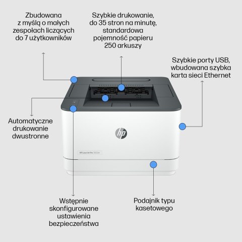 HP LaserJet Pro Drukarka 3002dn, Czerń i biel, Drukarka do Małe i średnie firmy, Drukowanie, Drukowanie dwustronne