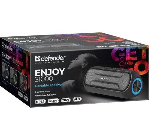 Głośnik bluetooth S1000 20W BT/FM/AUX LIGHTS czarny Głośnik bluetooth S1000 20W BT/FM/AUX LIGHTS czarny