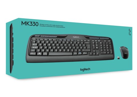 Logitech Wireless Combo MK330 klawiatura Dołączona myszka USB QWERTY Amerykański międzynarodowy Czarny