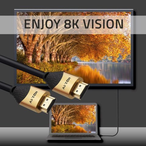 QOLTEC KABEL HDMI V2.1 ULTRA HIGH SPEED 8K | 60HZ | 28AWG | GOLD | 2M