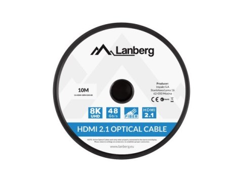 LANBERG KABEL HDMI LANBERG KABEL HDMI M/M V2.1 10M OPTYCZNY AOC CZARNY