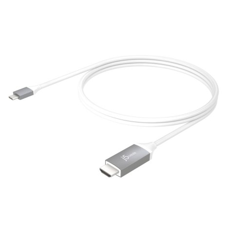 Adapter j5create USB-C to 4K HDMI Cable (USB-C m - 4K HDMI m 1,8m; kolor biało srebrny) JCC153G-N