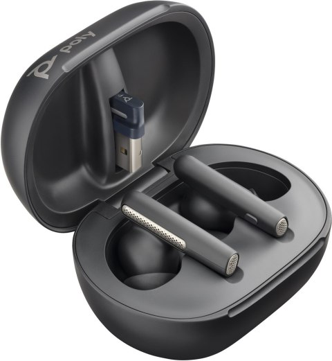 Poly Voyager Free 60+ UC Carbon Black Earbuds +BT700 USB-A Adapter +Touchscreen Charge Case