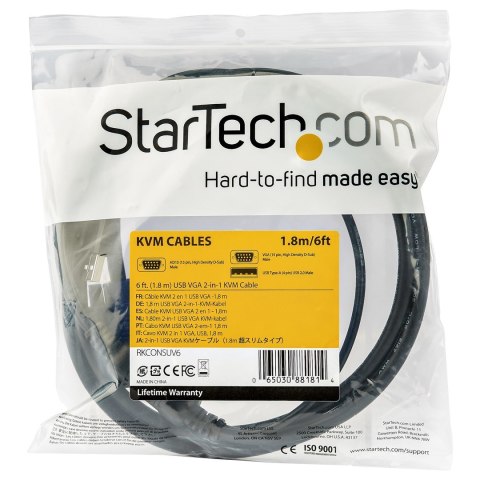 StarTech.com RKCONSUV6 kabel KVM Czarny 1,8 m